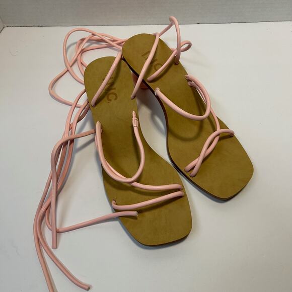 INC Chedel Pink Lace Up Wrapping Ankle Tie Dress Sandals 6.5M - Picture 3 of 10